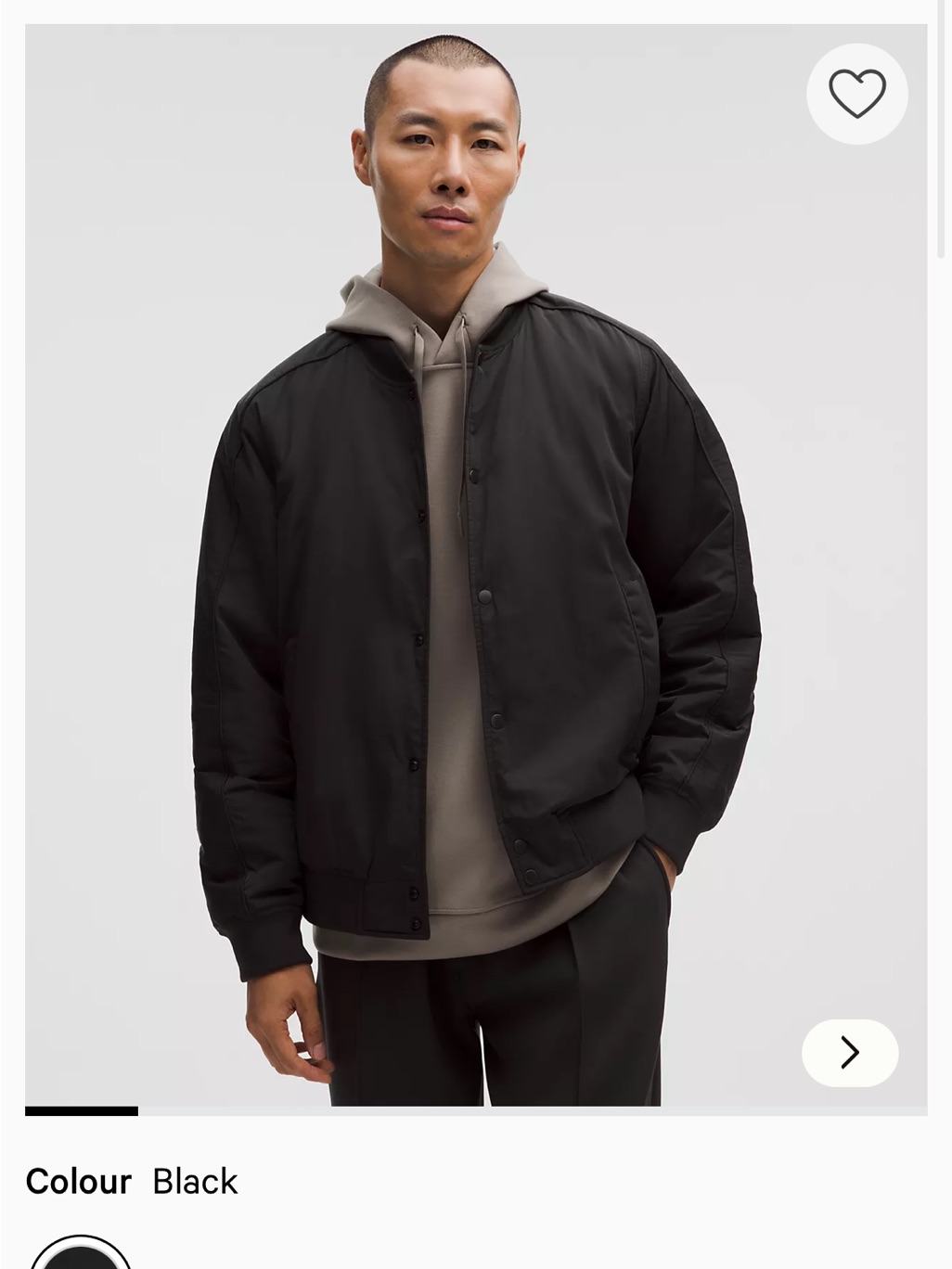 Lululemon Athletica Black Men's Bomber Jacket